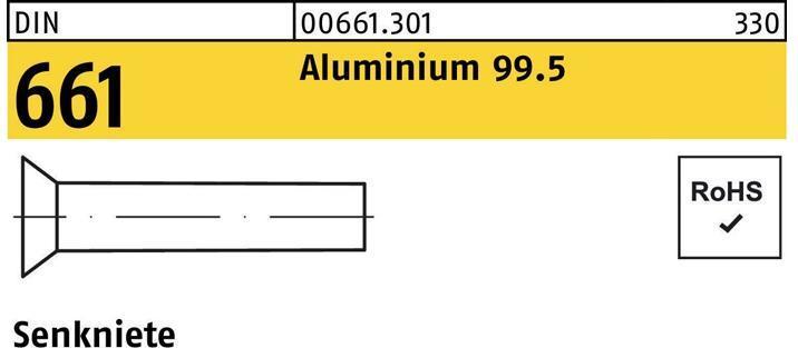 Immagine prodotto Rivetto svasato DIN 661 2,5 x 12 Alluminio 99,5