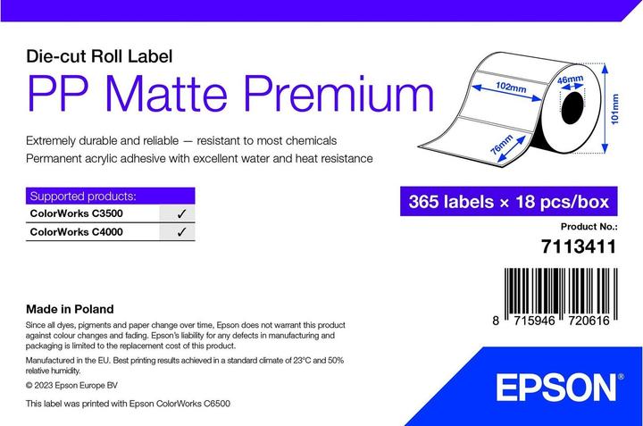 Energy Label Epson Pp Matte Label Prem Die-Cut