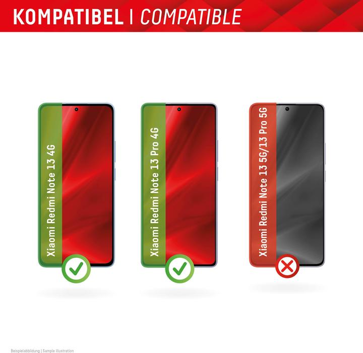 Actual product image Displex Real Glass, 2D Panzerglas (1 Piece, Xiaomi Redmi Note 13 4G, Xiaomi Redmi Note 13 Pro 4G, Xiaomi Poco M6 Pro)