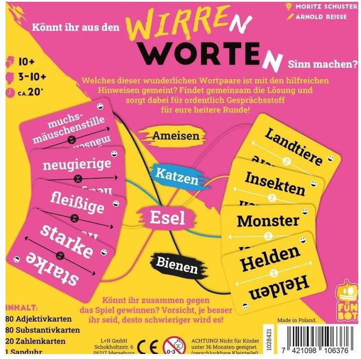 Actual product image Funbot FUND0014 - Wirre Worte, card game, for 3-10 players, from 10 years (DE edition) (German)