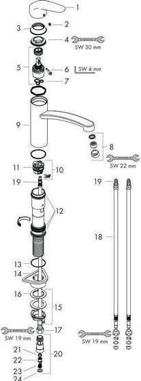 Produktbild hansgrohe Focus M41 Einhebel-Küchenarmatur 160, Niederdruck/offene Warmwasserbereiter, 1 Strahlart