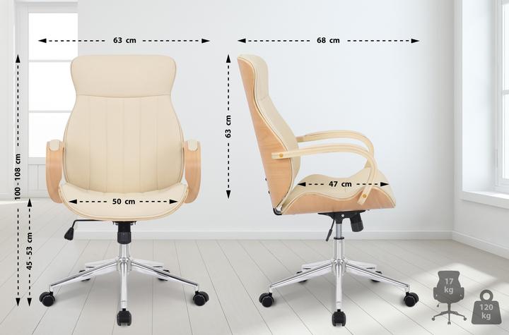 Image du produit CLP Chaise de bureau Melilla similicuir, natura/crème