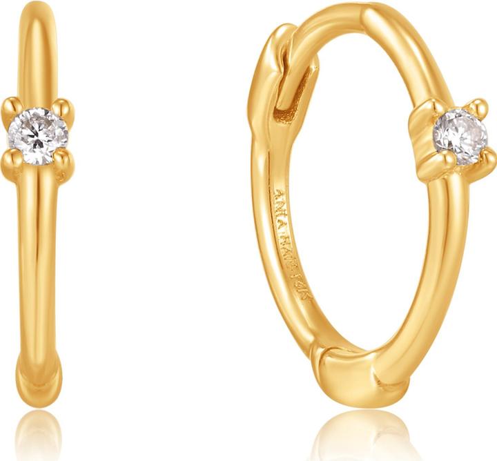 Actual product image Ania Haie 14Kt Gold Single Diamond Huggie Earrings (585 yellow gold)