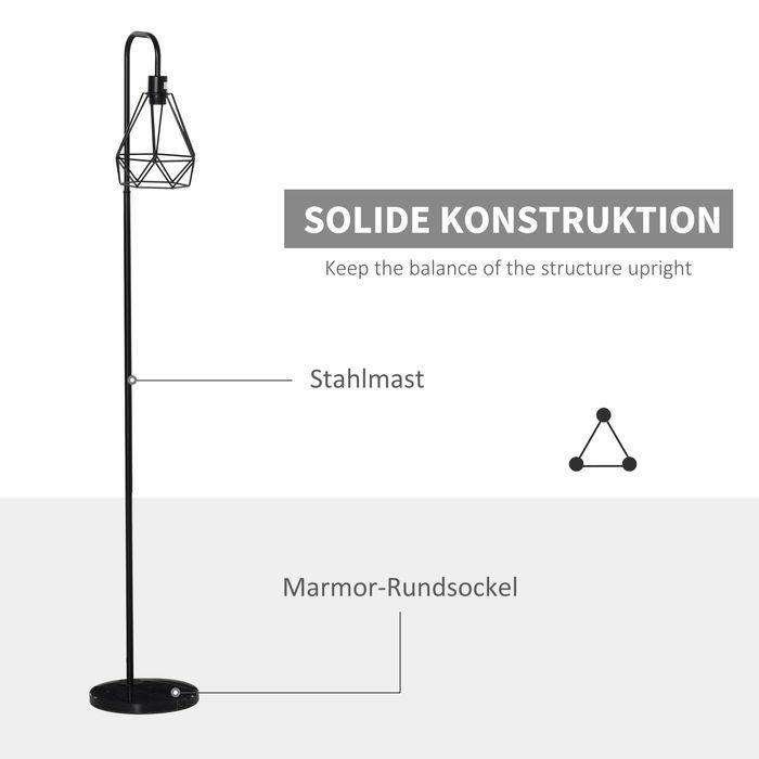 Produktbild Swisshandel24 Stehlampe Industriestil Standleuchte Stehleuchte Sockel E27 für Schlafzimmer Esszimmer Stahl Marmor (E27)