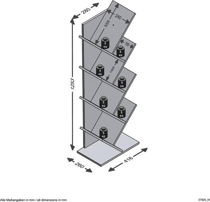 Produktbild FMD Möbel Standregal (41.5 x 26 x 125 cm)