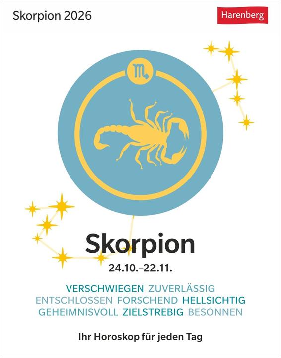 Etichetta energetica Harenberg Skorpion Sternzeichenkalender 2026 - Tagesabreisskalender - Ihr Horoskop für jeden Tag (Tedesco)