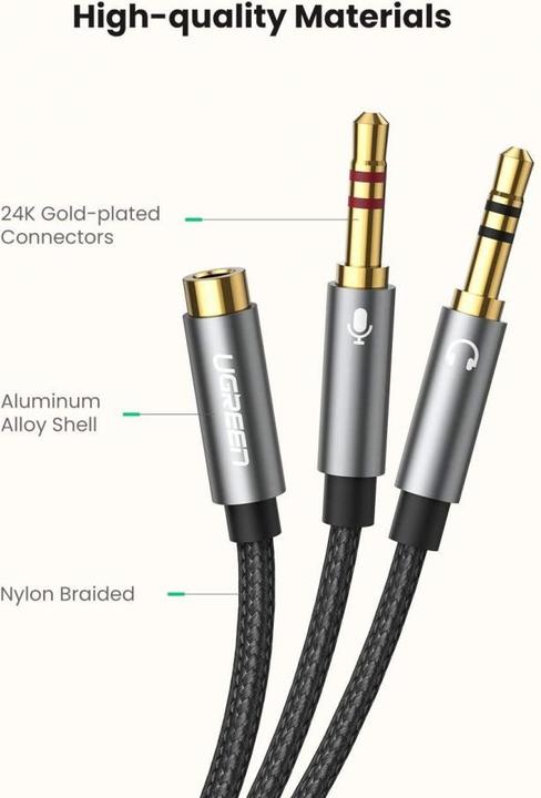 Image du produit Ugreen Micro et casque Y Splitter 3.5 mm jack (0.20 m, Jack 3,5 mm (AUX))
