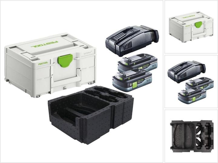 Immagine prodotto Festool Set Énergie : 2x Batterie BP 18 Li 4,0 Ah HPC-ASI 4,0Ah 18V + Caricatore SCA 16 10,8V-18V (18 V)