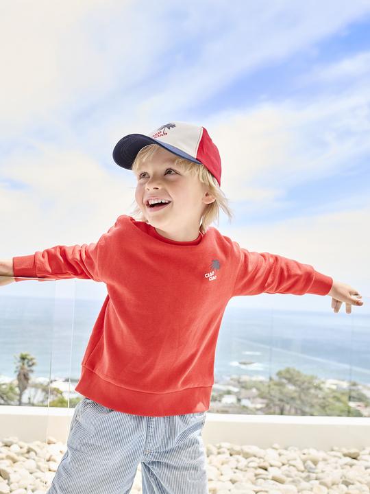 Produktbild Vertbaudet Jungen Sweatshirt mit Urlaubsmotiv hinten, Recycling-Polyester (140)