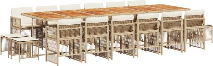 Produktbild VidaXL 17-Tlg. Garten-Essgruppe Mit Kissen Schwarz Poly Rattan (106 cm)