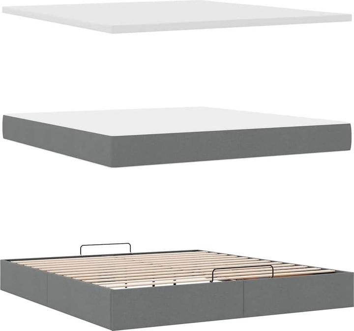 Actual product image VidaXL Ottoman bed with mattress dark grey 160x200 cm fabric (160 x 200 cm)