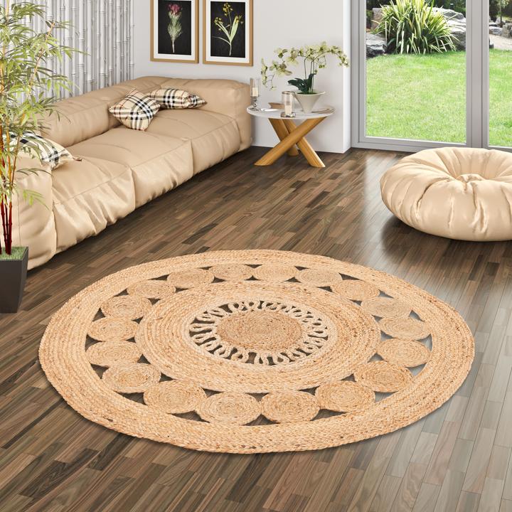 Produktbild Pergamon Handgefertigt Jute Teppich Pia Rund (80x80 cm)