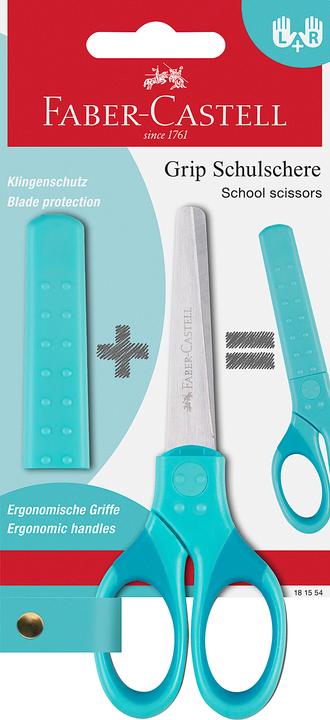 Produktbild Faber-Castell Schulschere GRIP, trkis, auf Blisterkarte
