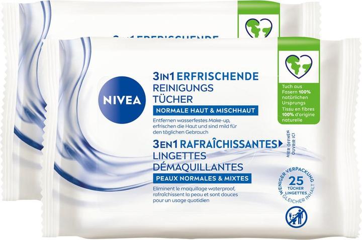 Produktbild NIVEA 3in1 Erfrischende Reinigungstücher DUO (Reinigungstücher)