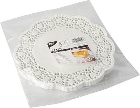 Produktbild Papstar Tortenspitze, rund, Durchmesser: 200 mm, weiss geprägtes Spitzenpapier, 40 g/qm, FSC-zertifiziert