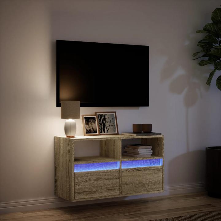 Produktbild VidaXL TV Schrank Wandschrank Lowboard Hängend mit LED-Beleuchtung Sonoma-Eiche
