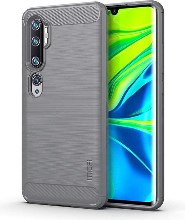Actual product image Cover-Discount Xiaomi Mi Note 10 Pro - metal carbon look rubber cover gray (Mi Note 10 Pro)