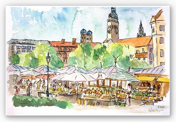 Image du produit Trenddeko Bleichner - Munich - Viktualienmarkt (100 x 70 cm)
