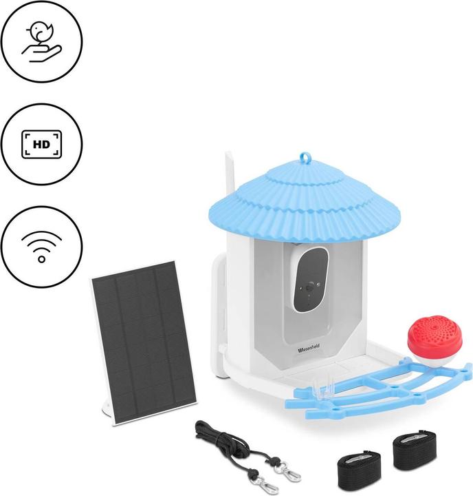Wiesenfield Vogelfutterhaus mit Kamera HD 4 MP Solar Vogelhaus Wlan Vogelhaus Mini-Kamera