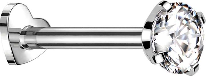 Star Piercing Micro Labret Herz Innengewinde silber Kristall silber gefasst (ohne Messing, Titan G23)