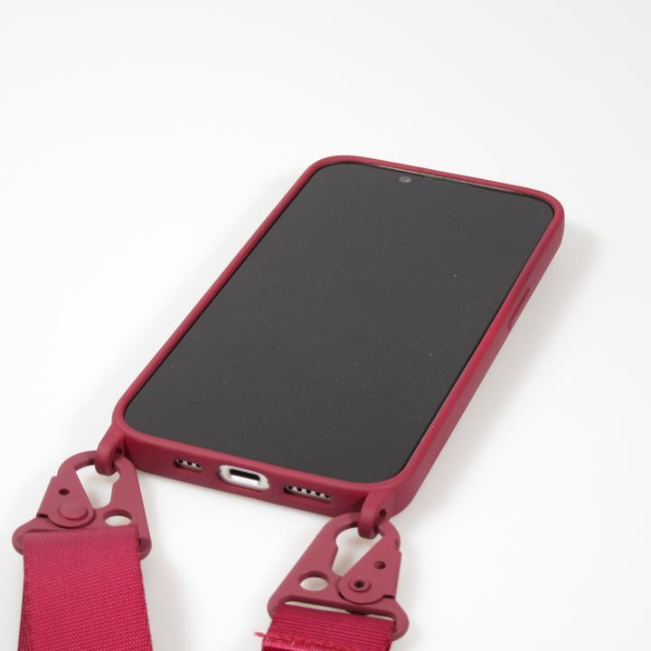 Immagine prodotto PhoneLook Cover in silicone opaco con tracolla e moschettone in metallo Burgundi (Apple iPhone 14)