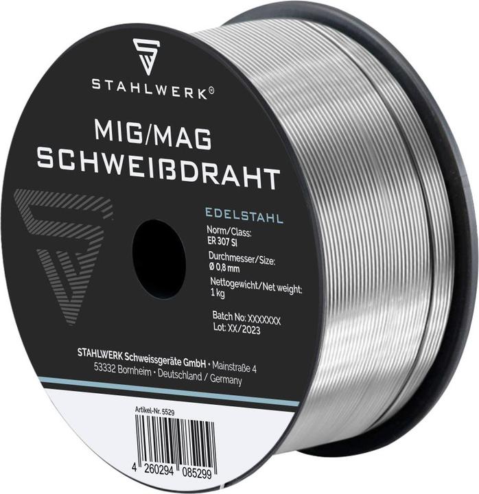 Produktbild Stahlwerk Schweissdraht MIG MAG Edelstahl ER 307 Si  0,8 mm 1 kg Drahtrolle