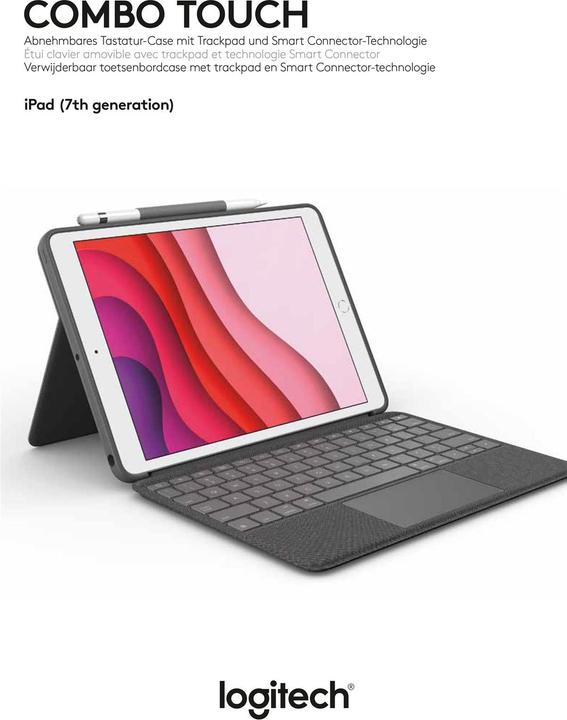 Image du produit Logitech Combo Touch (ING. Int., iPad 2019 (7e gène), iPad 2020 (8. Gen), iPad 2021 (9e génération))