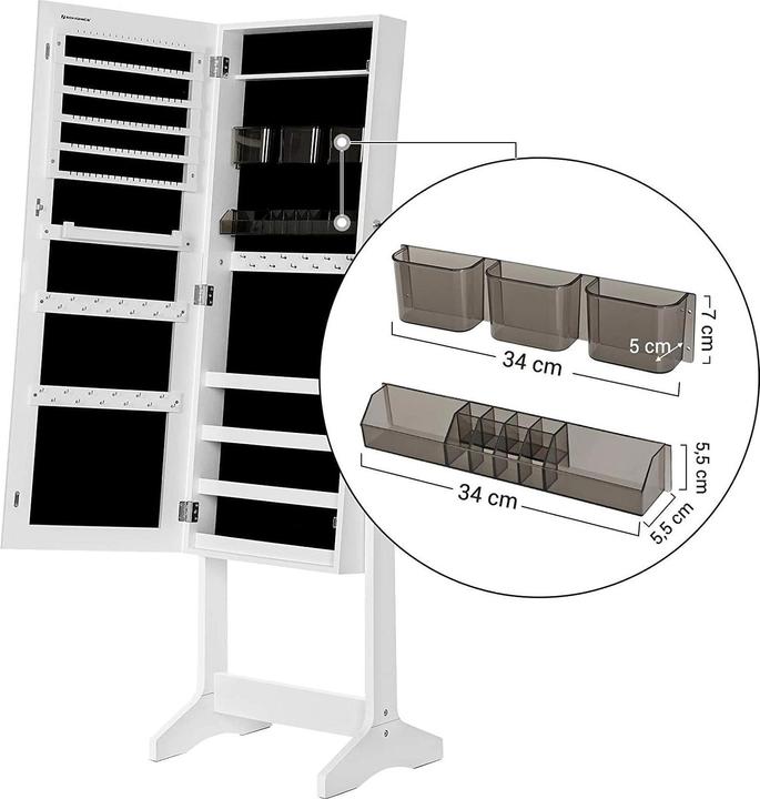 Immagine prodotto Songmics Schmuckhalter mit Spiegel 152 cm, Weiss