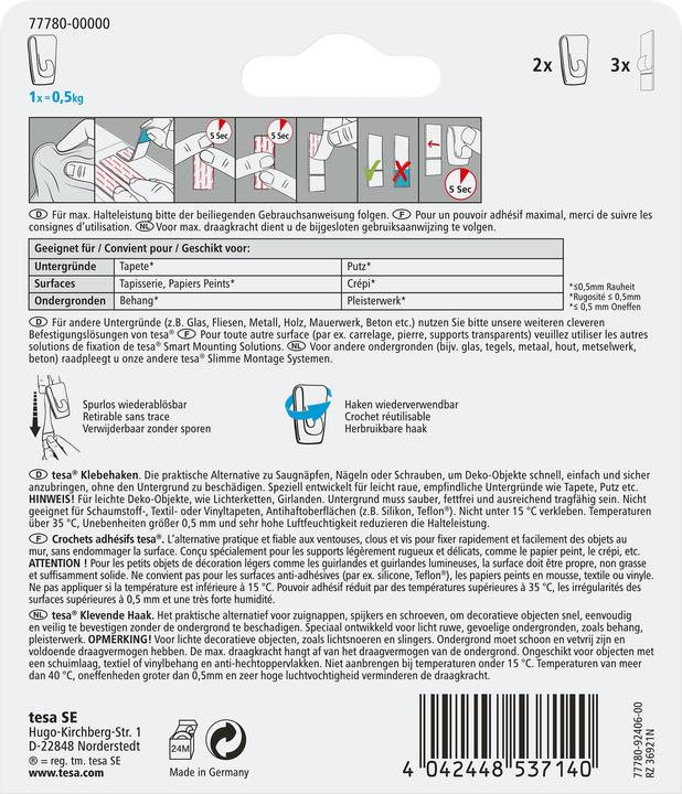 Produktbild tesa Deco-Haken Tapete & Putz