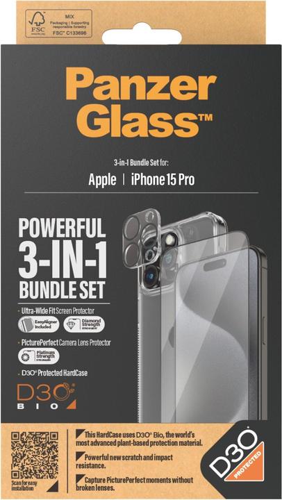 Produktbild PanzerGlass 3-in-1-Pack (1 Stück, Apple iPhone 15 Pro)
