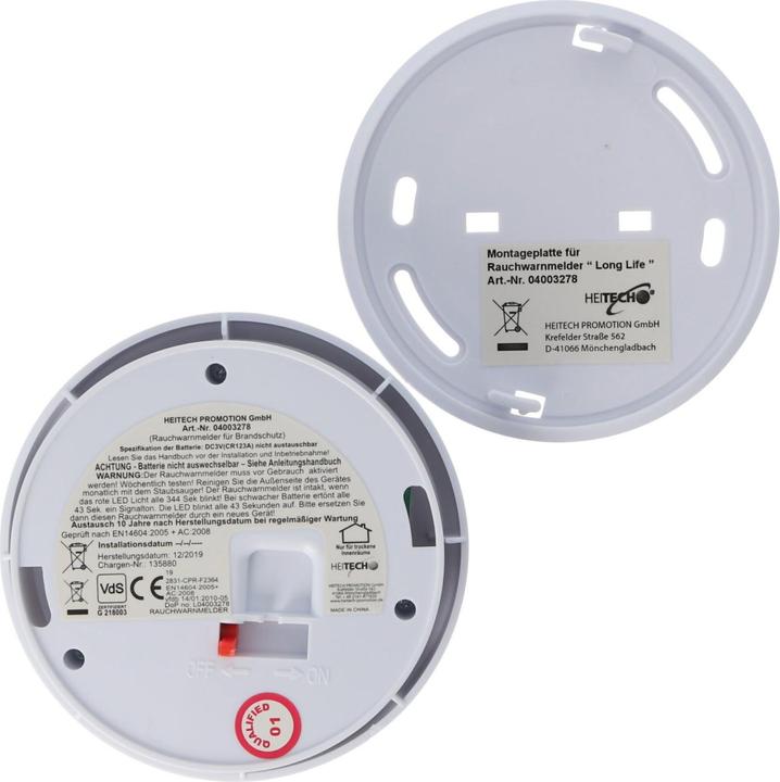 Image du produit Heitech Détecteur de fumée Long life incl. pile lithium 85dB