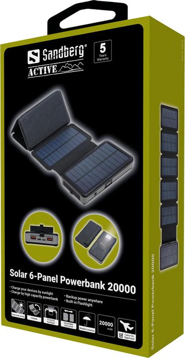 Actual product image Sandberg Solar 6-Panel (20000 mAh, 20 W, 74 Wh)