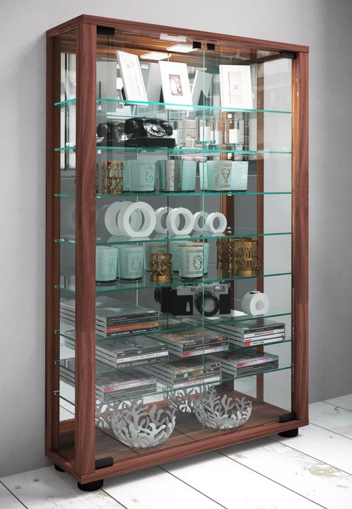 Produktbild VCM Sammelvitrine Standvitrine Glasvitrine Glasregal Vitrine Glas Schaukasten "Lumo Mini Spiegel" (59 x 18 x 91 cm)