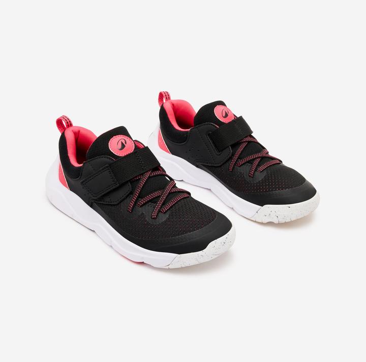 Image du produit Decathlon Chaussures de sport enfants lacets élastiques velcro - Playful Fast noir/rose (34)