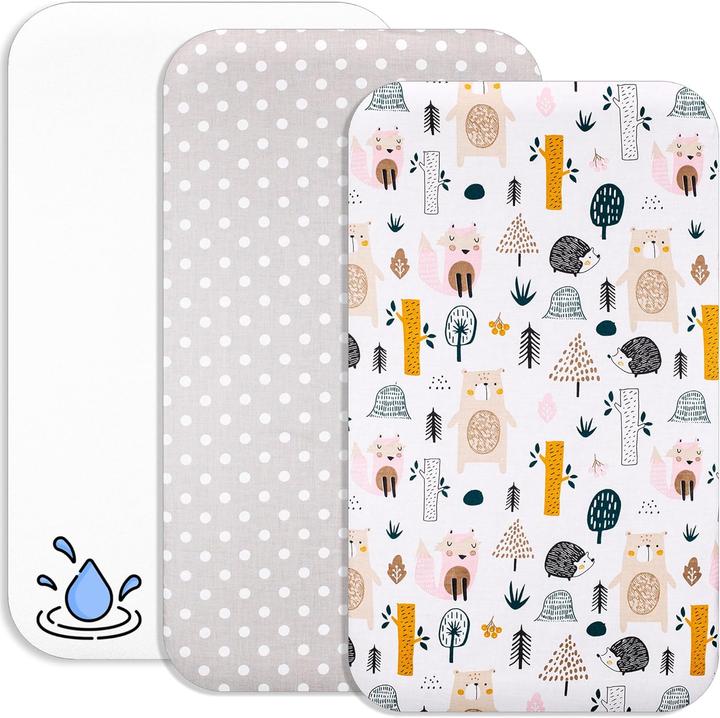 Produktbild ‎Lovely Hippo 3-teiliges Baby-Spannbettlaken-Set (50 x 83 cm)