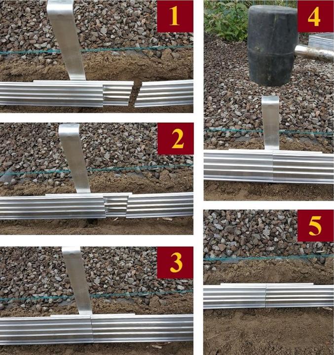 Produktbild Green Split 10er Set Ultra Starke Alu Rasenkanten 24cm x 1m (10m lang) | Beeteinfassung | Beetumrandung | Beetbe (1000 cm)