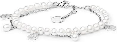 Silvego Elegant silver bracelet with pearls and zircons GRP20213BW16