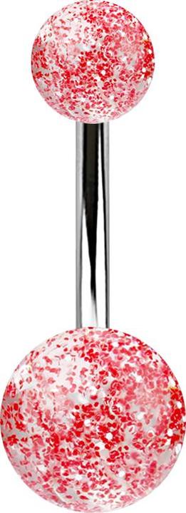 Actual product image Star Piercing Banana silver with two glitter balls red (Acrylic, without brass, Surgical steel 316L)