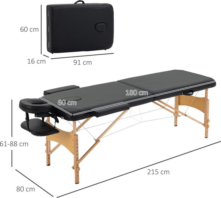 Actual product image Homcom Massage table with headrest and carrying handles
