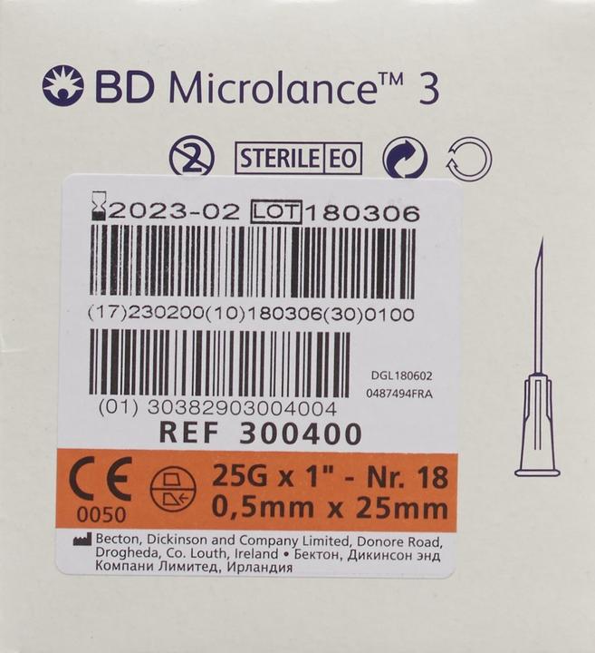 Produktbild BD Microlance 3 Injektion Kanüle 0.50x25mm orange 100 Stk
