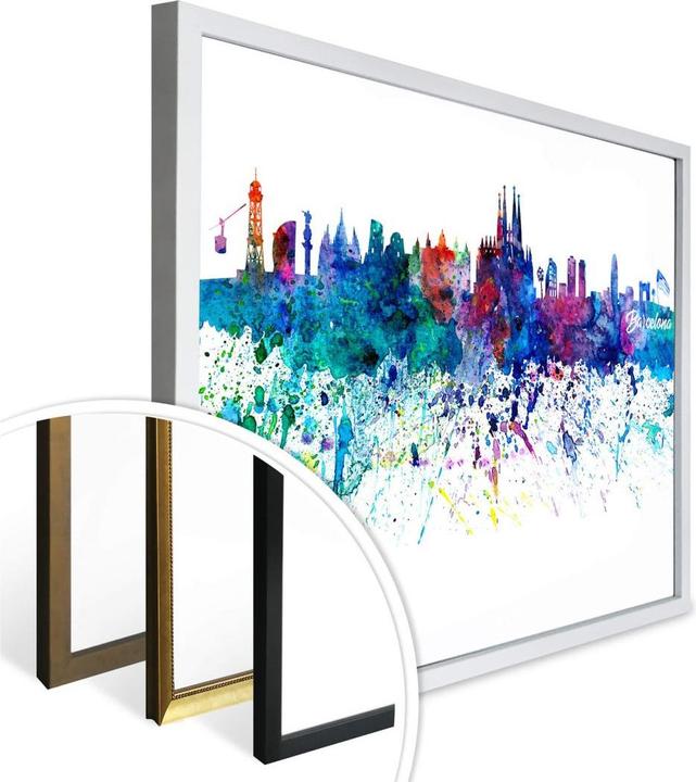 Produktbild Trenddeko Barcelona Aquarell Skyline (60 x 50 cm)