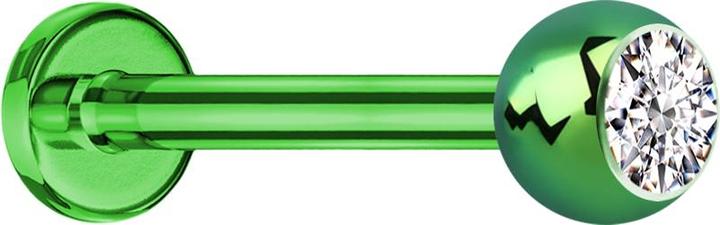 Actual product image Star Piercing Micro labret green with ball and crystal silver (without brass, Titanium G23)