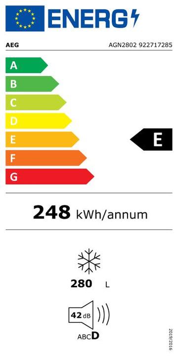 Label énergétique AEG AGN2802 (Autonome, 279 l)