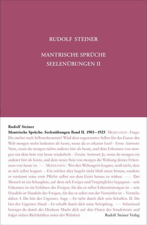 Actual product image Steiner:Mantrische Sprüche. Seelenübung (German, Rudolf Steiner Estate Administration, Rudolf Steiner, 2025)