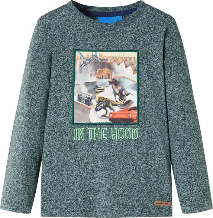 Immagine prodotto VidaXL Camicia da bambino a maniche lunghe verde scuro melange 140,Materiale: 50 (140)
