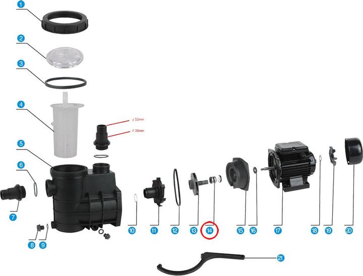 Actual product image SunSun Spare Part Swimming Pool Pump WilTec-200/300 Mechanical Seal