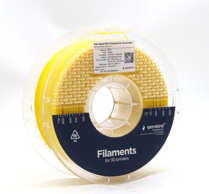 Actual product image Gembird High Speed PETG (PET, PETT) - Gul - 1.75mm - 1 kg (PETG, 1.75 mm, 1000 g, Yellow)