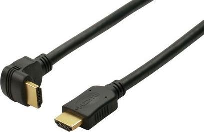 Tecline Câble HDMI, coudé (version 1), HDMI 1.3b, plaqué or, 19 broches HDMI mâle/femelle, 2,0 m Câble (2 m, HDMI)