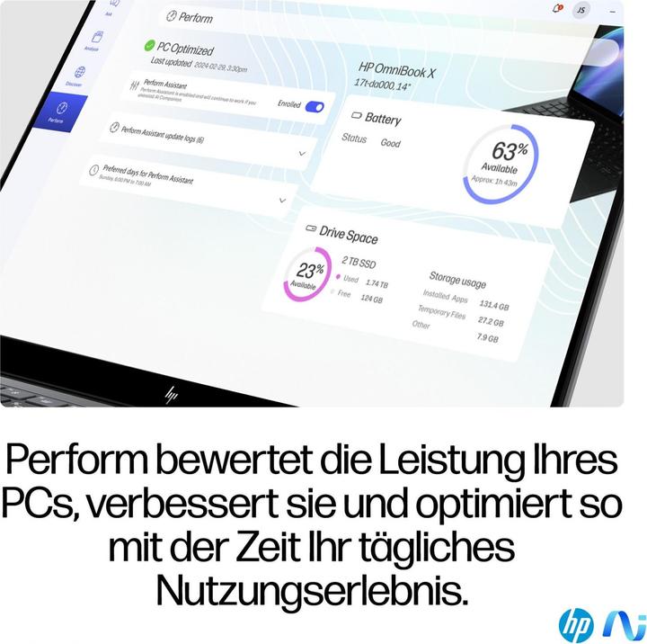 Actual product image HP OmniBook X AI 14-fe0165ng (14", Snapdragon X Elite X1E-78-100, 16 GB, 1000 GB, DE)