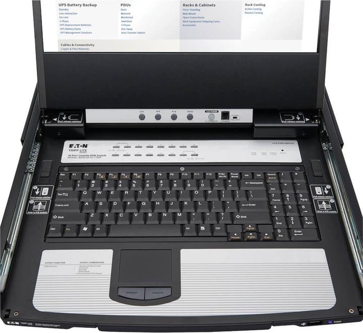 Actual product image Eaton TIPPLITE NetDirector 16-Port DisplayPort KVM Switch Console with 43.18cm 17-inch LCD IP Remote